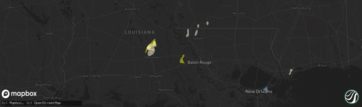 Hail map in Livonia, LA on April 10, 2024