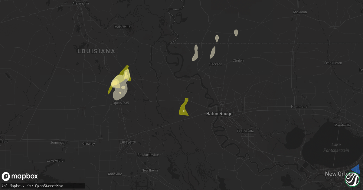 Hail map in Livonia, LA on April 10, 2024