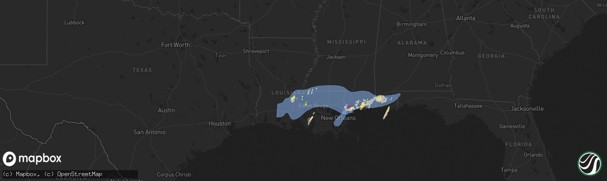 Hail map in Louisiana on April 10, 2024
