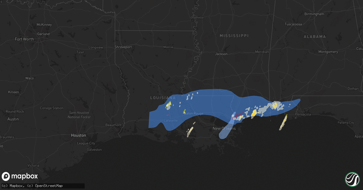 Hail map in Louisiana on April 10, 2024