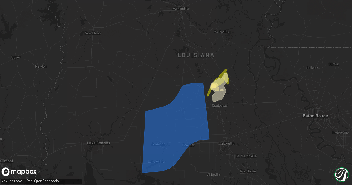 Hail map in Mamou, LA on April 10, 2024