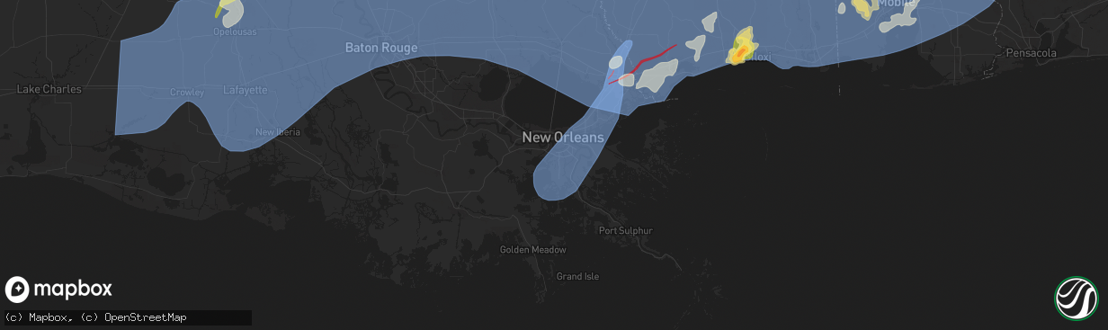 Hail map in Marrero, LA on April 10, 2024