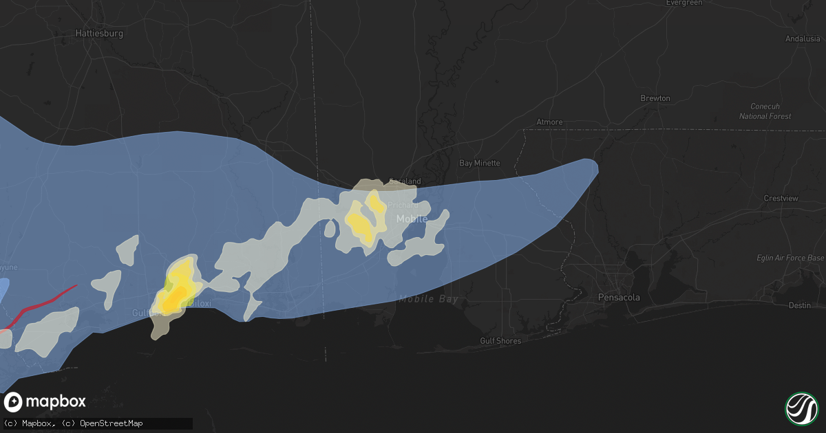 Hail map in Mobile, AL on April 10, 2024
