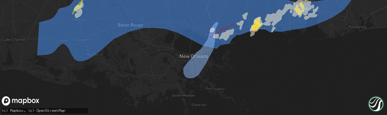 Hail map in New Orleans, LA on April 10, 2024