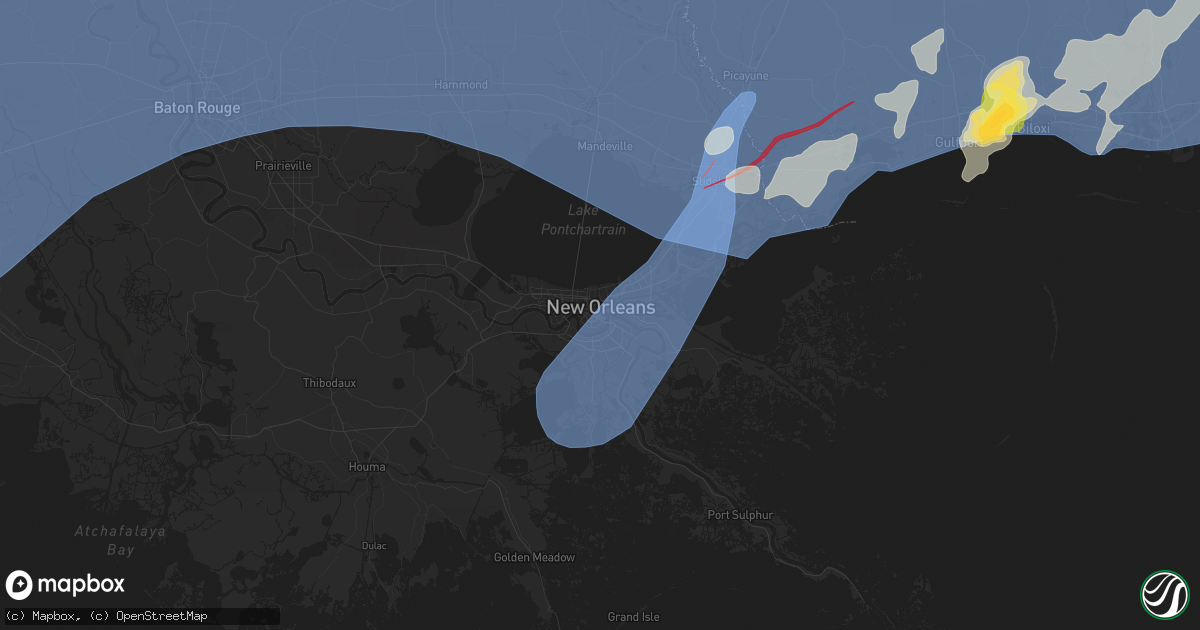 Hail map in New Orleans, LA on April 10, 2024