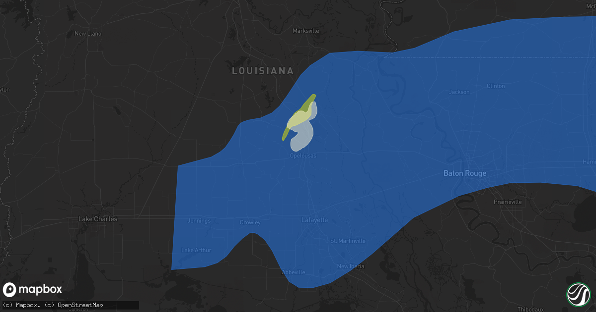 Hail map in Opelousas, LA on April 10, 2024