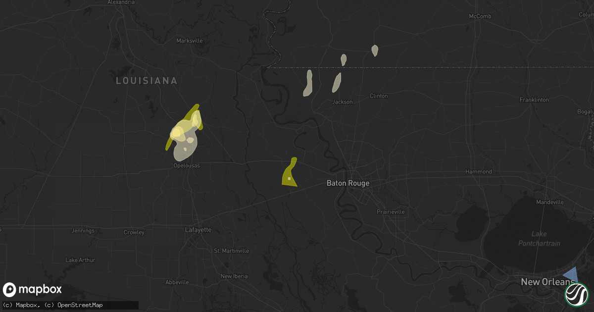 Hail map in Oscar, LA on April 10, 2024