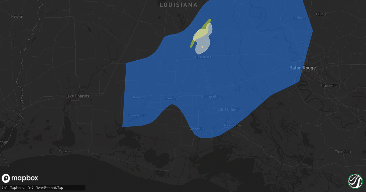 Hail map in Rayne, LA on April 10, 2024