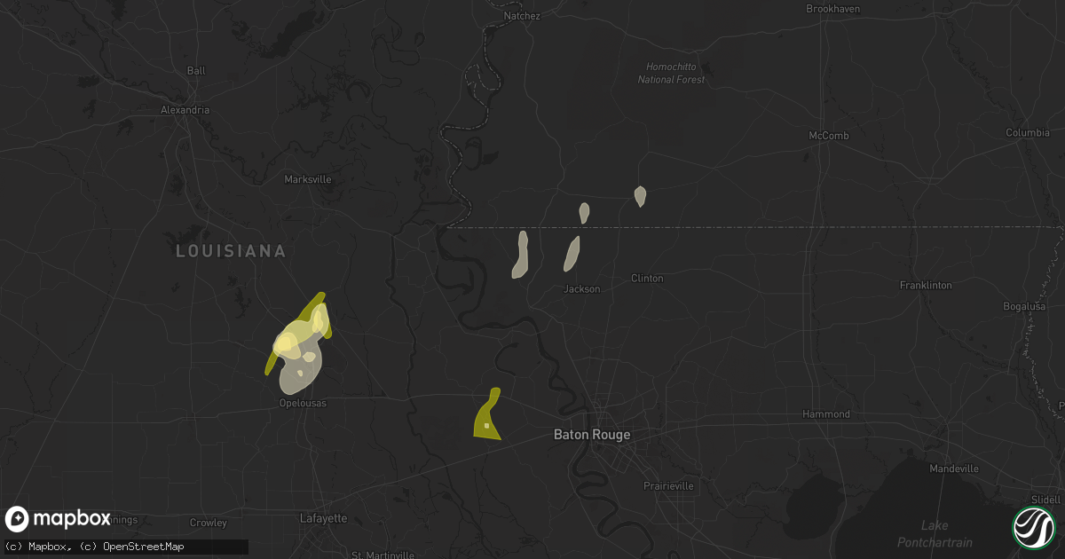 Hail map in Saint Francisville, LA on April 10, 2024