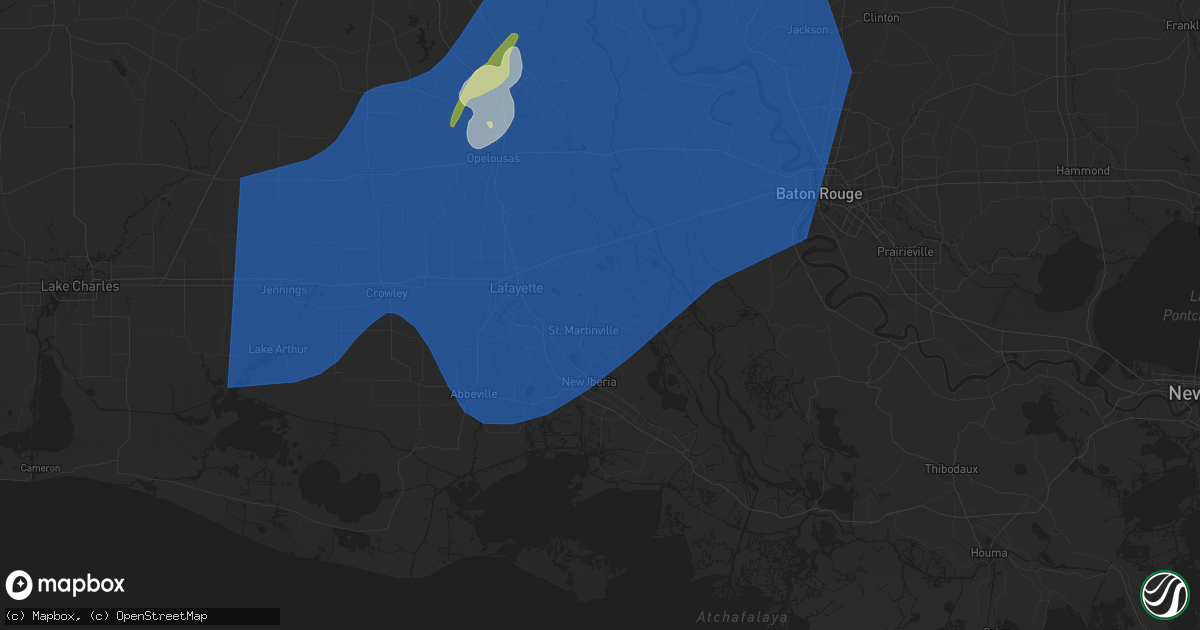 Hail map in Saint Martinville, LA on April 10, 2024