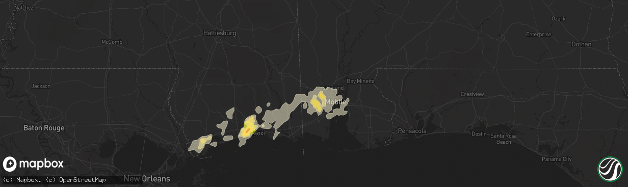 Hail map in Semmes, AL on April 10, 2024