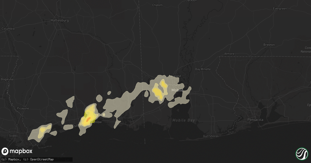 Hail map in Semmes, AL on April 10, 2024