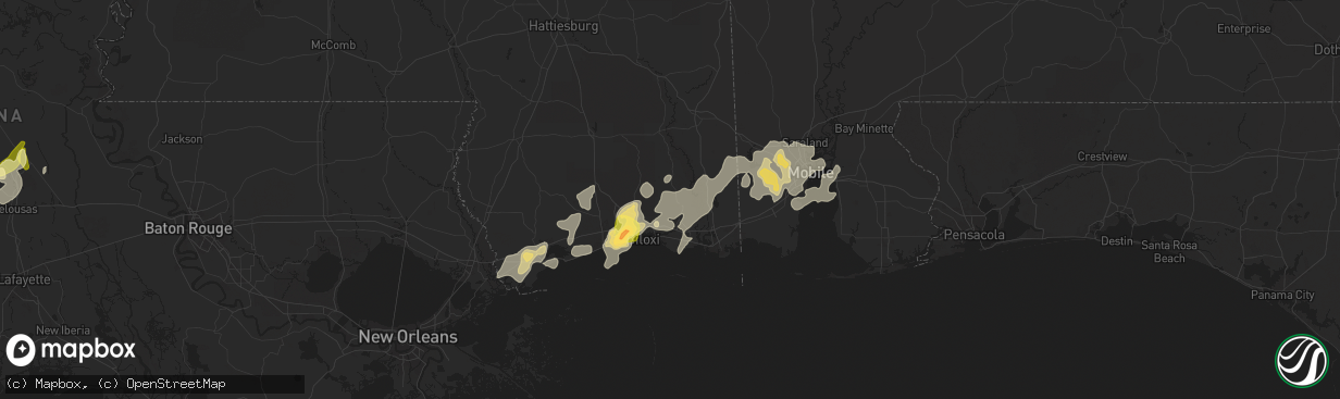 Hail map in Vancleave, MS on April 10, 2024
