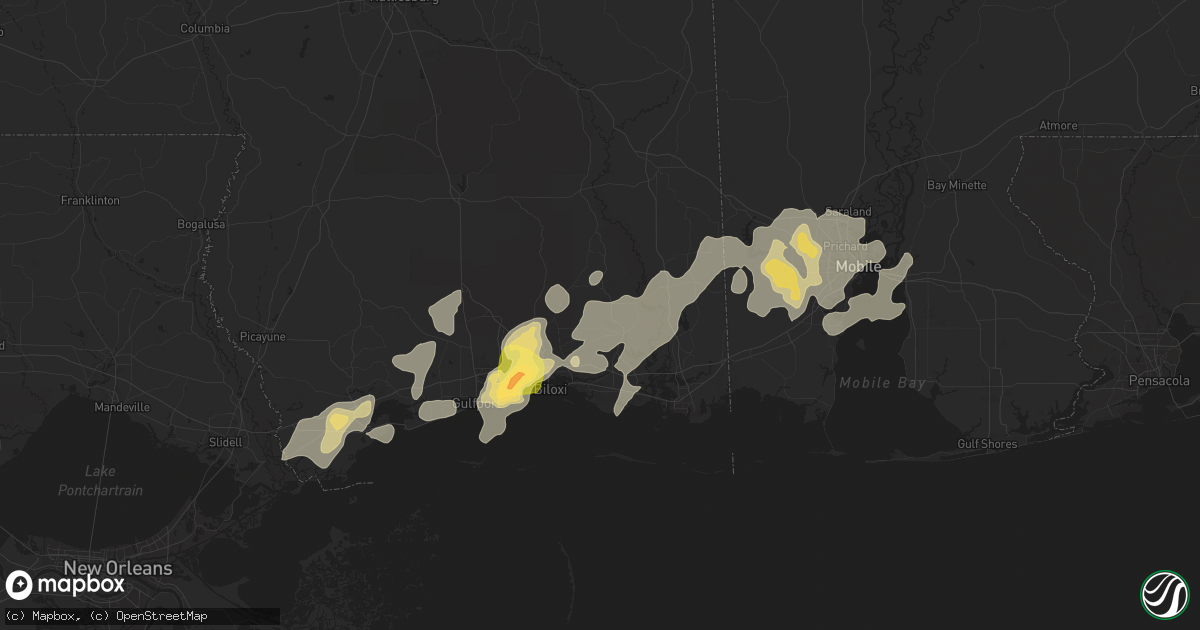 Hail map in Vancleave, MS on April 10, 2024