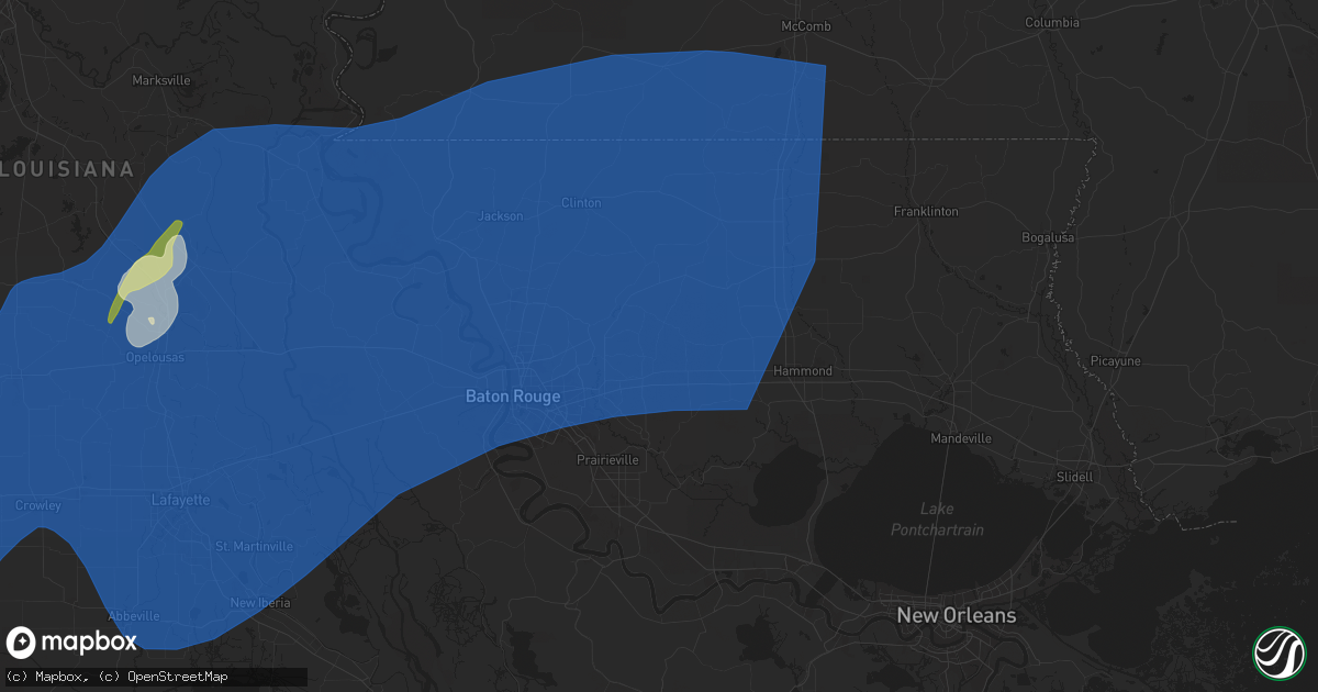 Hail map in Walker, LA on April 10, 2024