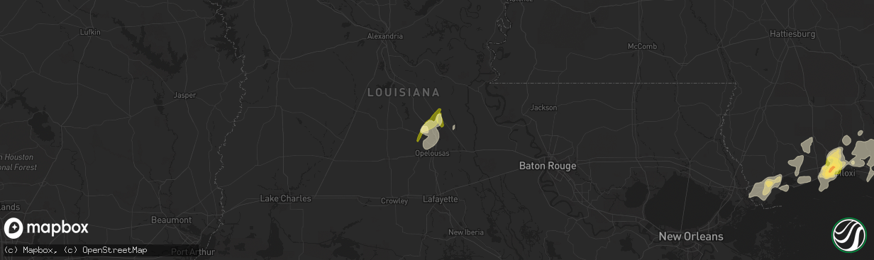 Hail map in Washington, LA on April 10, 2024