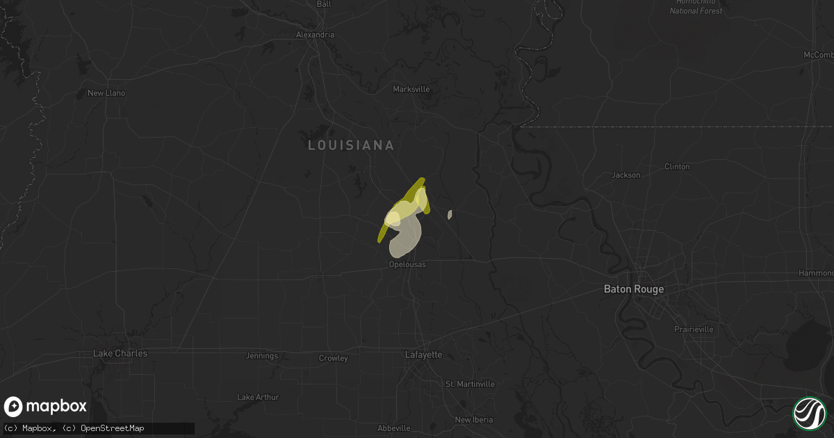 Hail map in Washington, LA on April 10, 2024