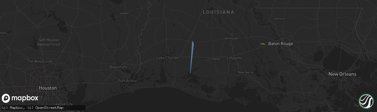 Hail map in Welsh, LA on April 10, 2024