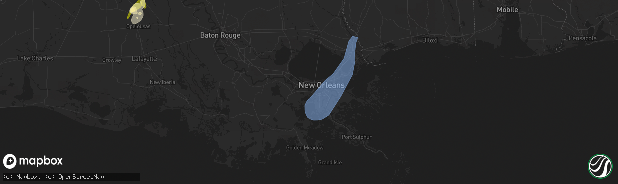 Hail map in Westwego, LA on April 10, 2024