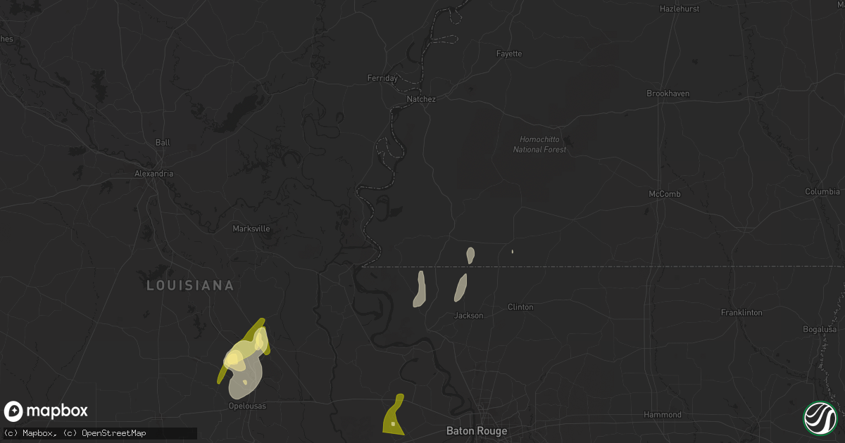 Hail map in Woodville, MS on April 10, 2024
