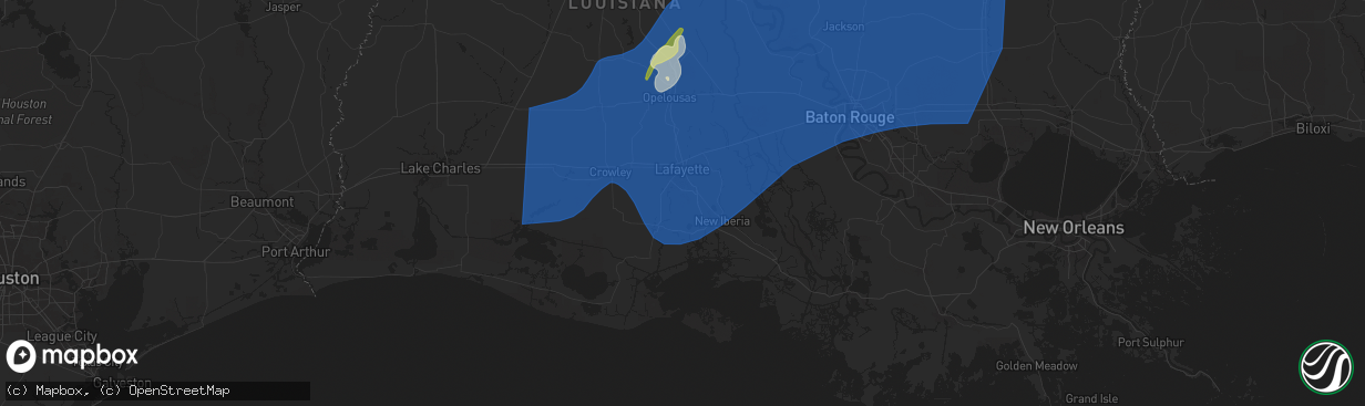 Hail map in Youngsville, LA on April 10, 2024