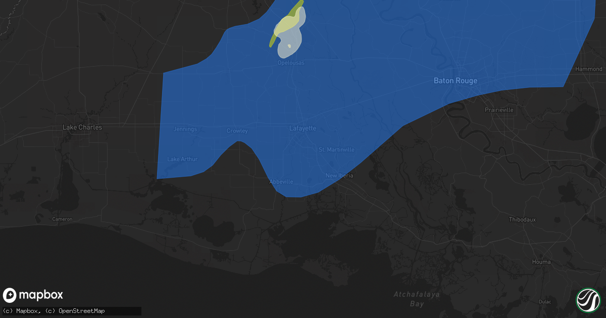 Hail map in Youngsville, LA on April 10, 2024