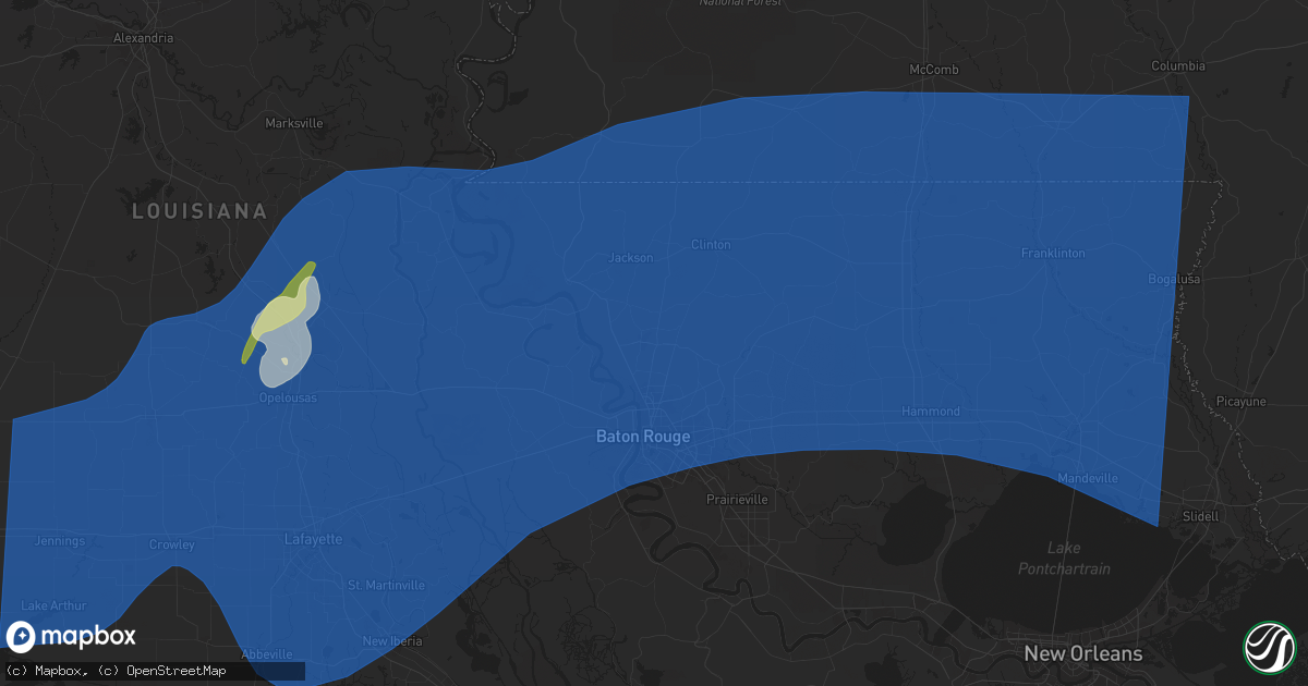 Hail map in Zachary, LA on April 10, 2024