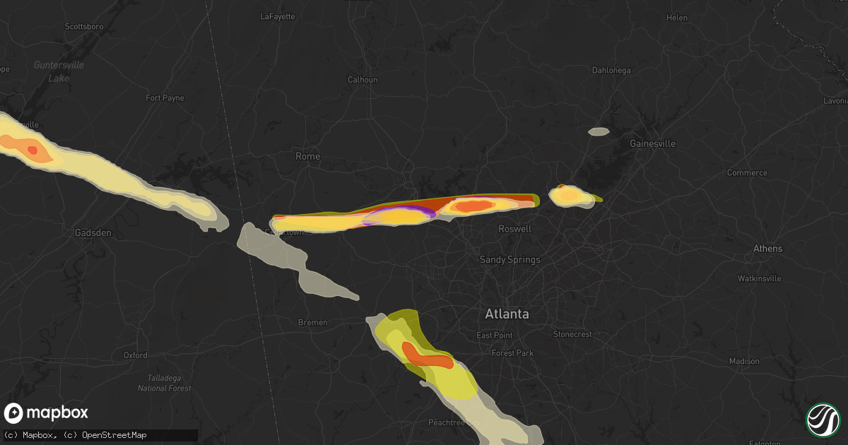 Hail map in Acworth, GA on April 10, 2025