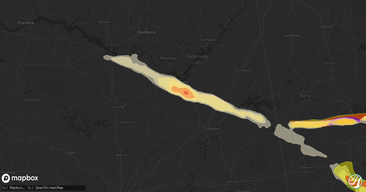 Hail map in Albertville, AL on April 10, 2025