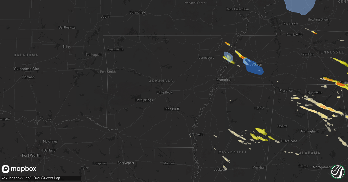 Hail map in Arkansas on April 10, 2025