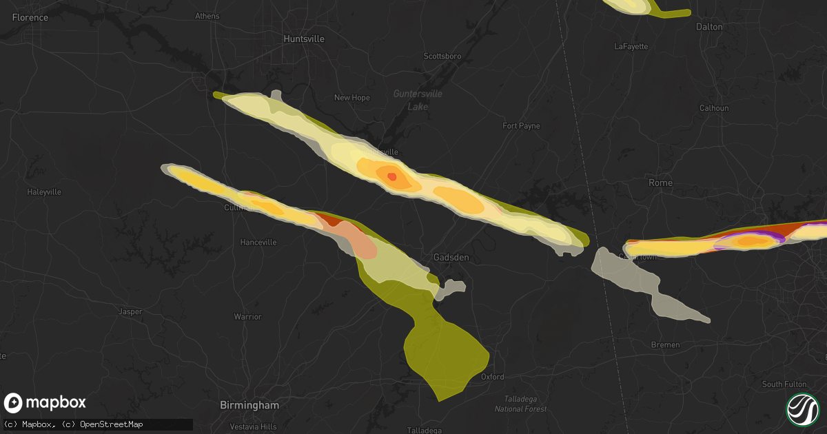 Hail map in Boaz, AL on April 10, 2025