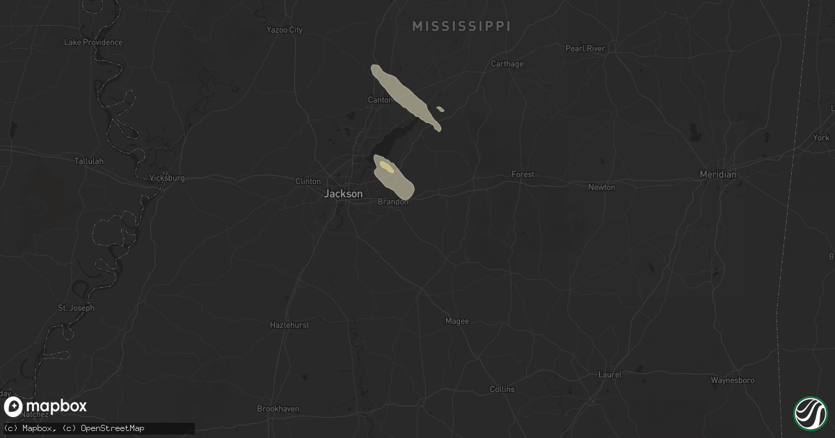 Hail map in Brandon, MS on April 10, 2025