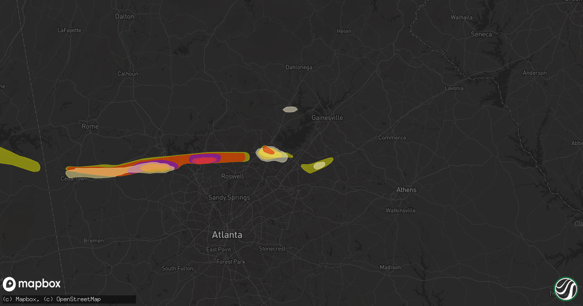Hail map in Buford, GA on April 10, 2025