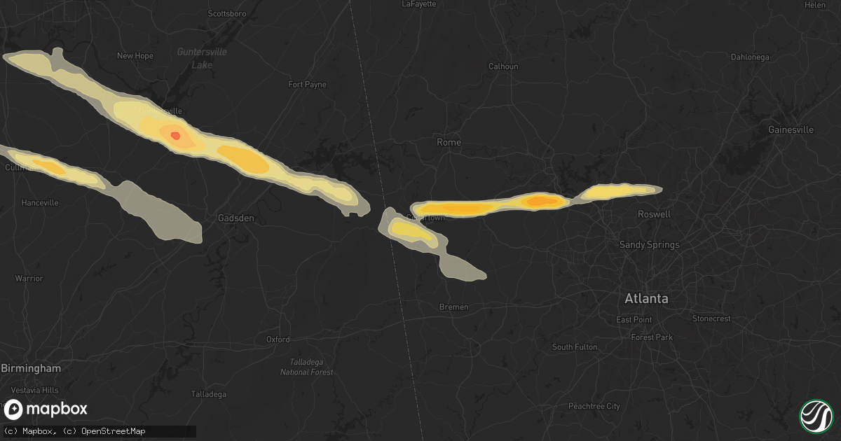 Hail map in Cedartown, GA on April 10, 2025