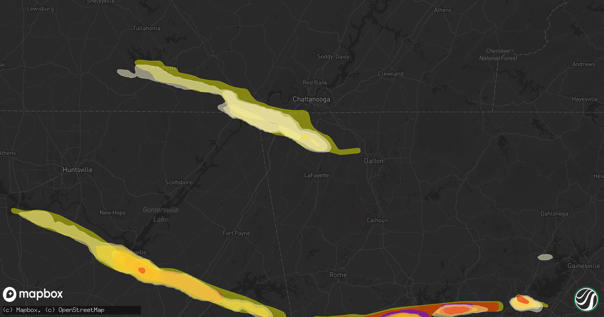 Hail map in Chickamauga, GA on April 10, 2025