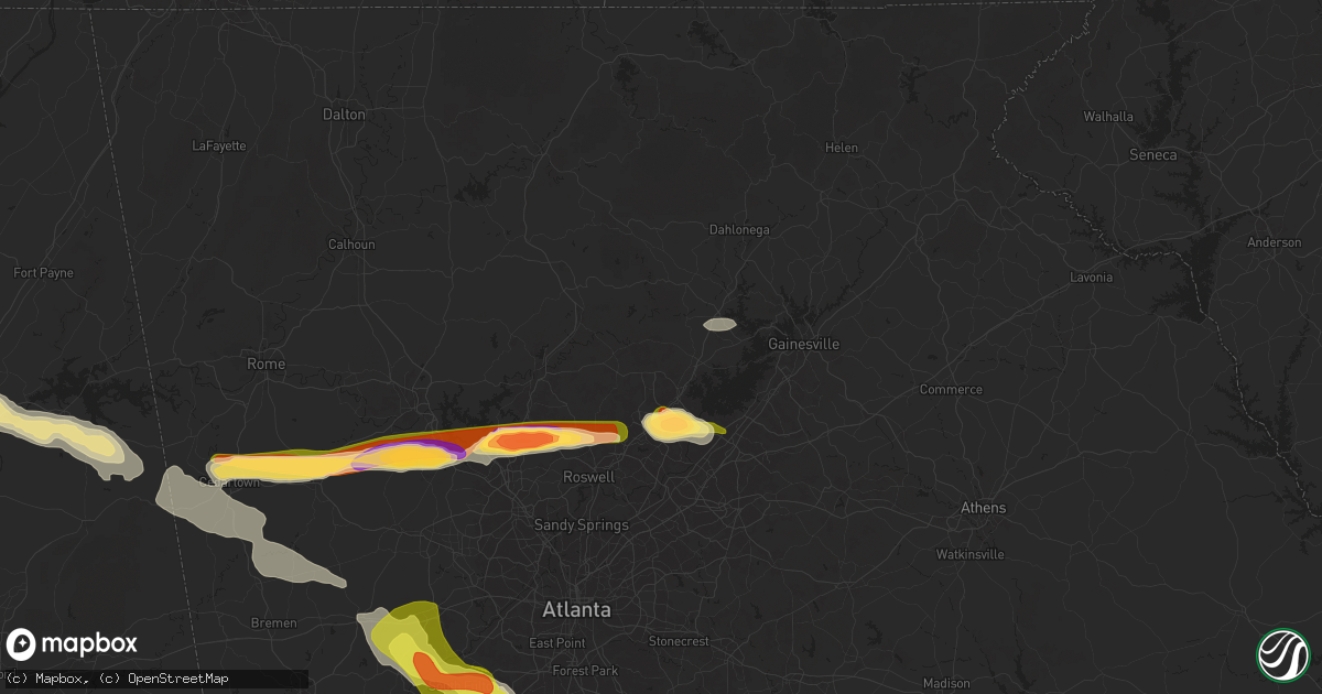 Hail map in Cumming, GA on April 10, 2025