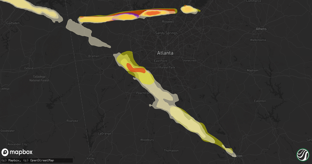 Hail map in Fayetteville, GA on April 10, 2025