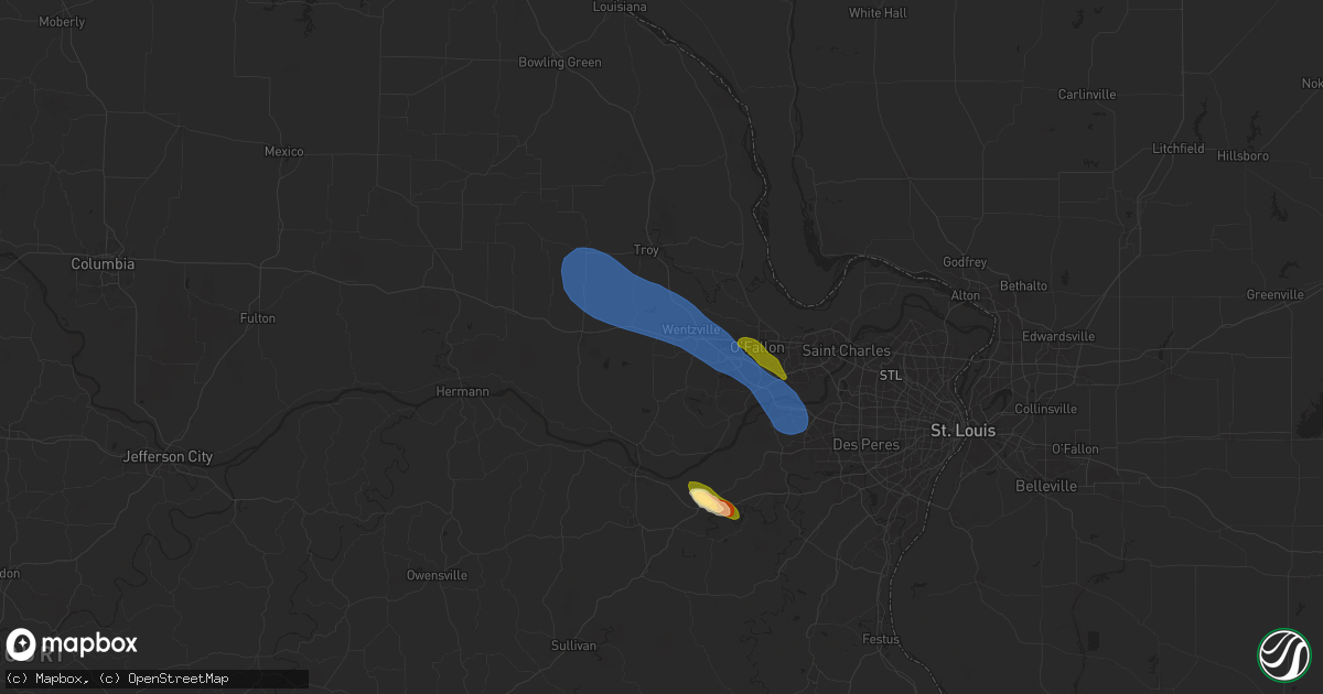 Hail map in Foristell, MO on April 10, 2025