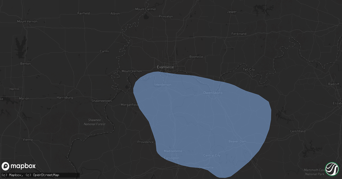 Hail map in Henderson, KY on April 10, 2025