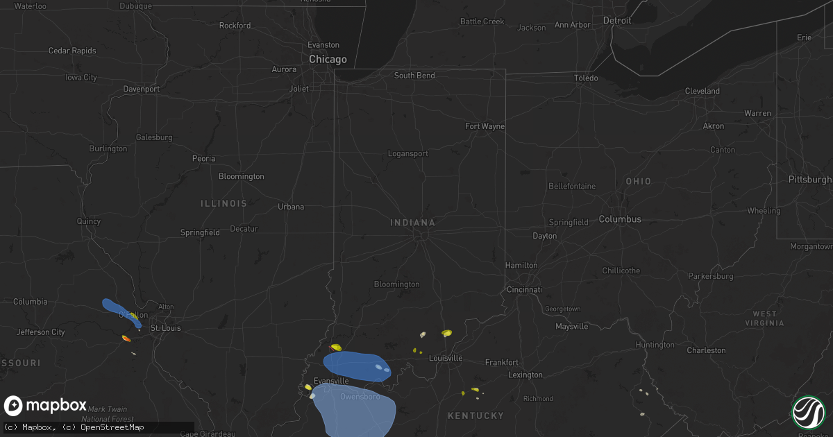 Hail map in Indiana on April 10, 2025