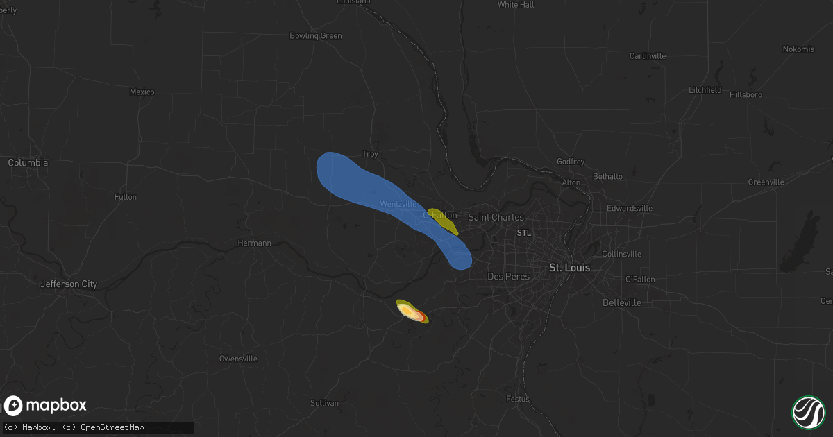 Hail map in Lake Saint Louis, MO on April 10, 2025
