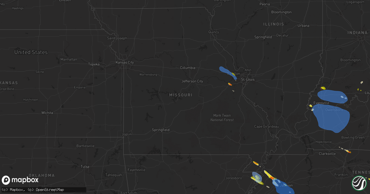 Hail map in Missouri on April 10, 2025