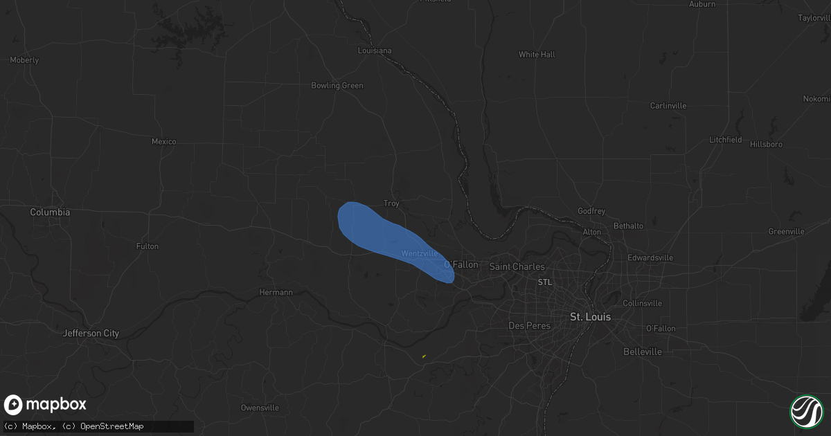 Hail map in Moscow Mills, MO on April 10, 2025