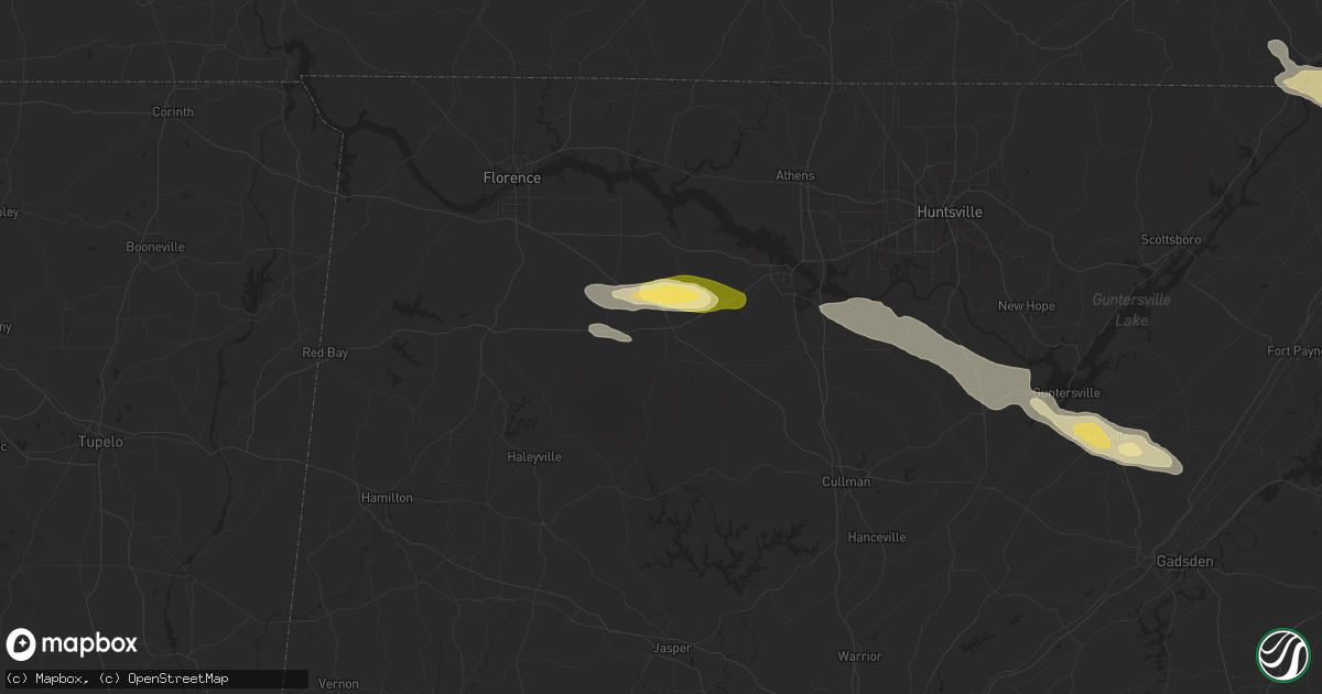 Hail map in Moulton, AL on April 10, 2025