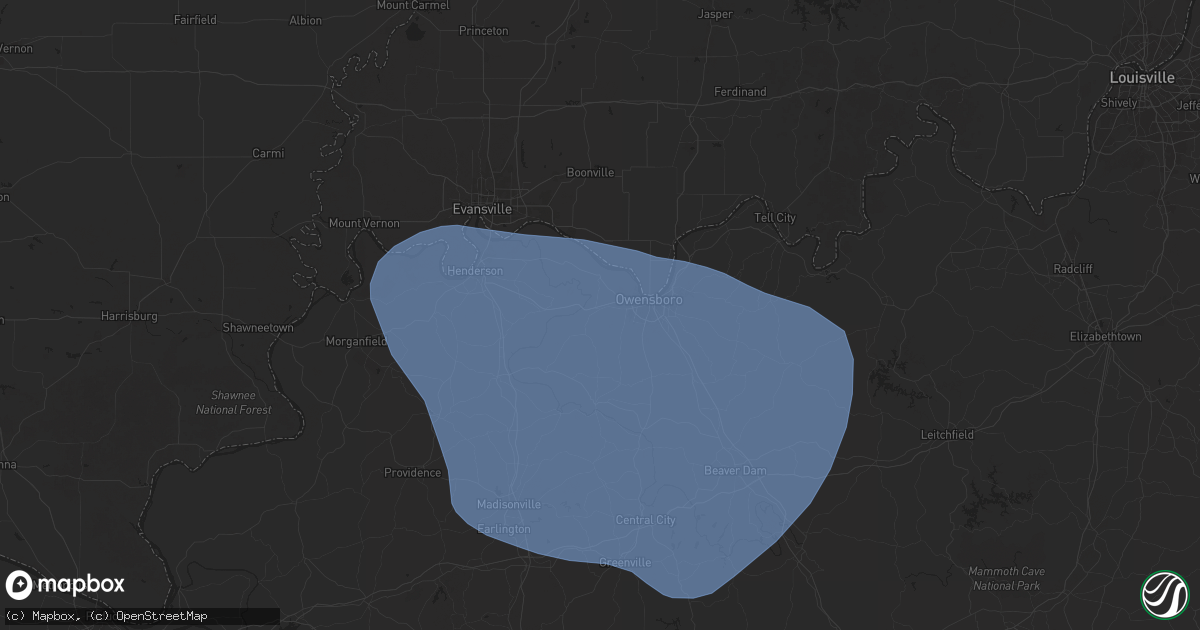 Hail map in Owensboro, KY on April 10, 2025