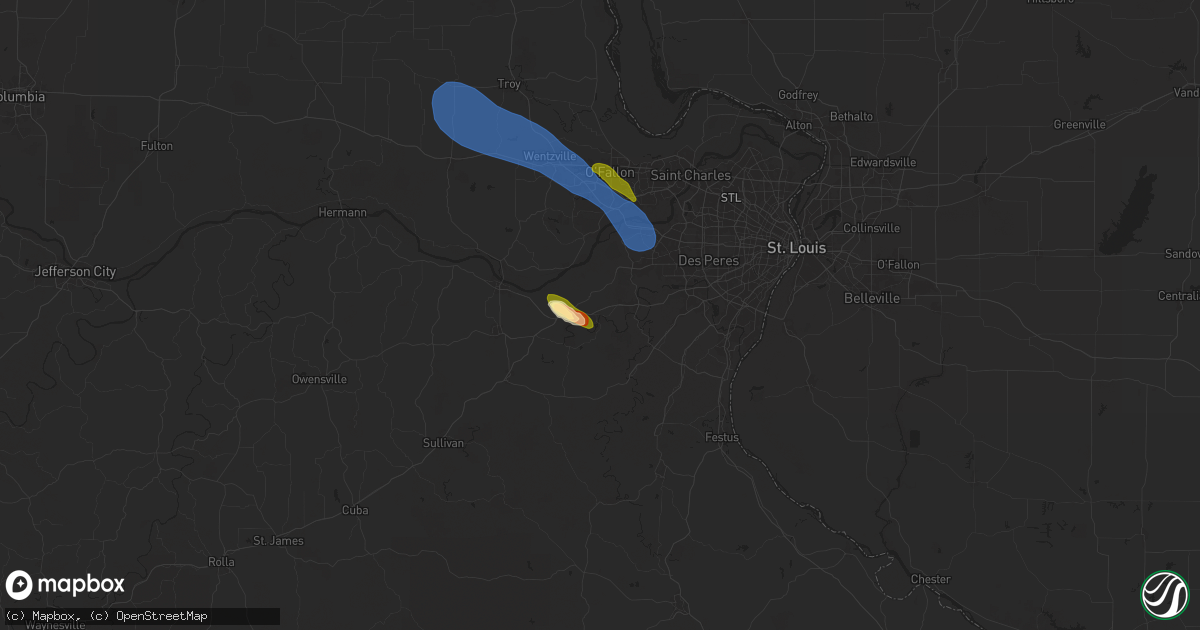 Hail map in Pacific, MO on April 10, 2025