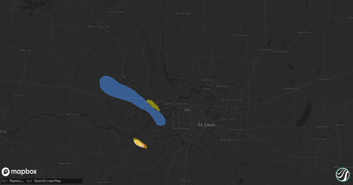 Hail map in Saint Charles, MO on April 10, 2025