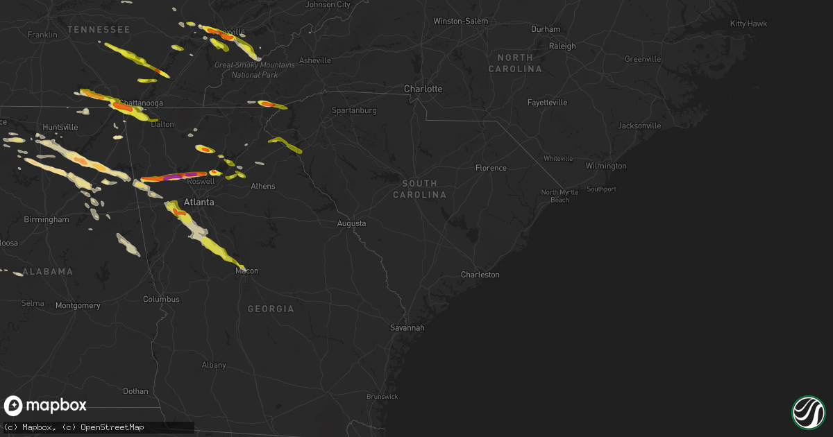 Hail map in South Carolina on April 10, 2025