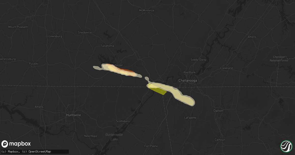 Hail map in South Pittsburg, TN on April 10, 2025