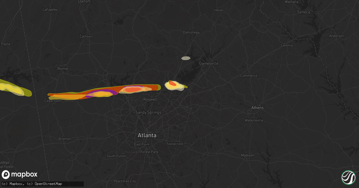 Hail map in Suwanee, GA on April 10, 2025
